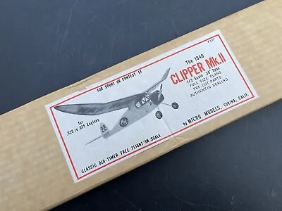 Micro Models The CLIPPER Mk.II Free Flight Glow 1/2 Scale Model Airplane Kit • $89.99