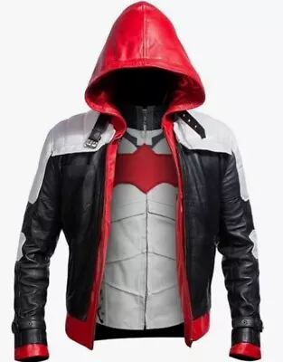 Batman Arkham Knight Mens PU Leather Jacket & Vest XXL Red Hood 2-in-1 Jason Tod • $84.99