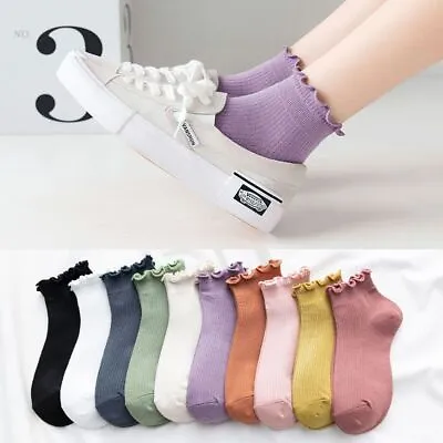 $8.13 • Buy Thin Spring Summer Women's Socks Boat Socks Ankle Short Frilly Ruffle Socks