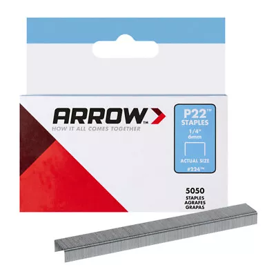 Arrow Fastener P22 7/16 In.   W X 1/4 In.   L 24 Ga. Medium Crown Staples 5050 P • $7.99