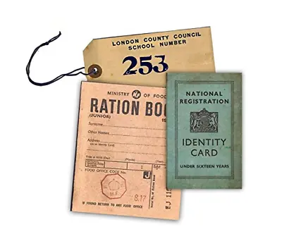 £5.31 • Buy WW2 Replica Ration Book, Evacuee Tag And Identity Card By Memorabilia Pack