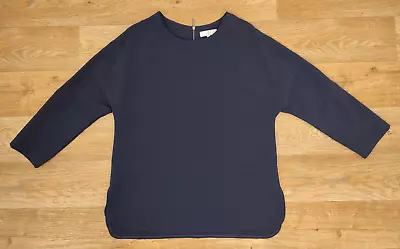 JASPER CONRAN Navy TOP Size 14 3/4 Sleeves VGC • £5.99