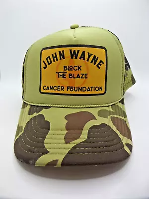 John Wayne Trucker Mesh Hat Camo Cancer Foundation Block Blaze Snapback *Stain* • $19.95