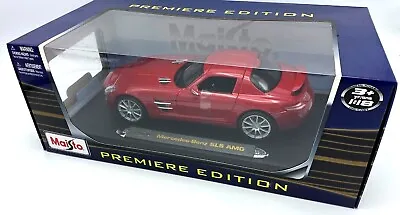 New Old Stock Maisto Mercedes SLS AMGDiecast Model 1:18 Scale Red 36196R • $40