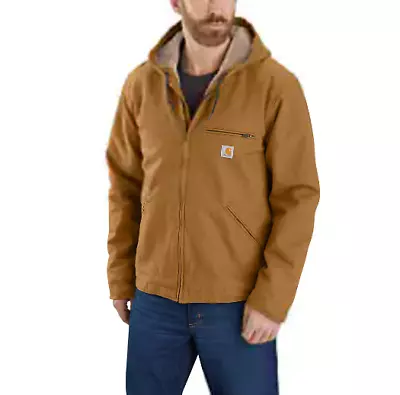 Carhartt Carhartt Brown Washed Duck Relaxed Fit Sherpa-Lined Jacket L-Regular • $54.99