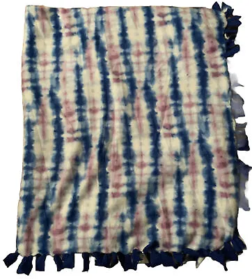 Hand Tied Micro Fleece Blanket - 50 X 60 TieDye Blue Purple • $25