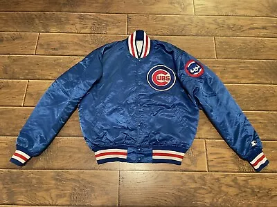 VTG Mens Chicago Cubs MLB Baseball Starter Satin Bomber Jacket Made In USA Sz L • $129.99