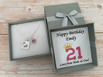 £6.99 • Buy 21ST BIRTHDAY Gifts Necklace With Birthsone - Gift For Daughter Niece Friend 