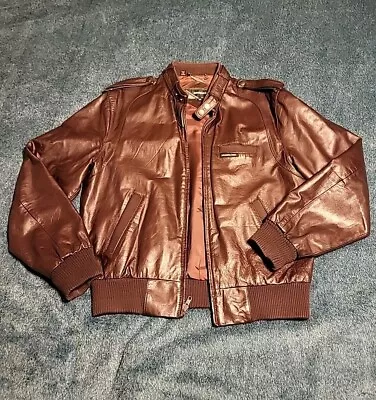 Vintage 80s Members Only Brown Leather Motorcycle Jacket EUR 40 Lined • $39.95