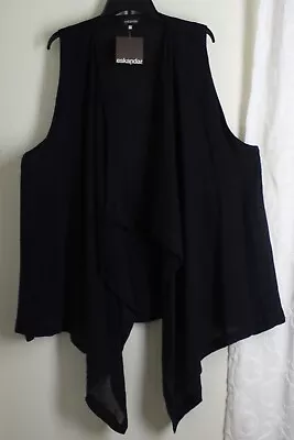 NWT Eskandar 0 Runs O/S BLACK Linen Gauze 33-44  Long Jacket Vest • $1129.08