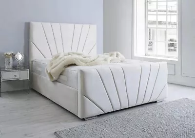 £299.99 • Buy Panel Sunrise Plush Velvet Full Upholstered Bed Available In All Size!