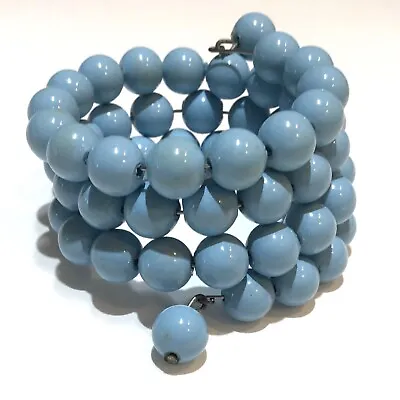 Vintage Wrap Bracelet. Baby Blue Plastic Beads.  • $11