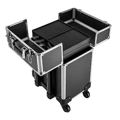 Rolling Aluminum Alloy Makeup Train Case Cosmetic Trolley Storage Organizer HOT! • $59.22