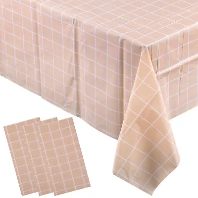 Rectangle PVC Vinyl Plastic Table Cover Cloth Checked Vintage Party Tablecloth • £4.29