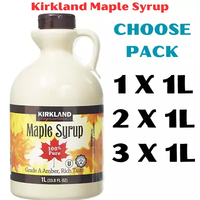 Kirkland Maple Syrup 1Litre A Amber Grade A Pure Organic Maple Syrup 1L Canadian • £22.89