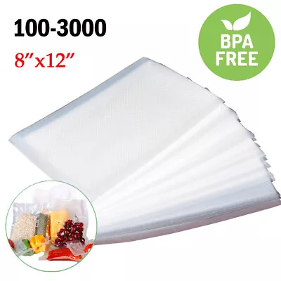 $19.12 • Buy 100-500 Quart 8 X12  Embossed Vacuum Sealer Bag Food Saver Storage Package 4Mil