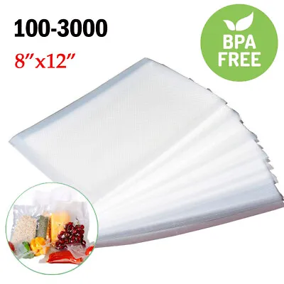 100-800 Quart 8 X12  Embossed Vacuum Sealer Bag Food Saver Storage Package 4Mil • $23.99