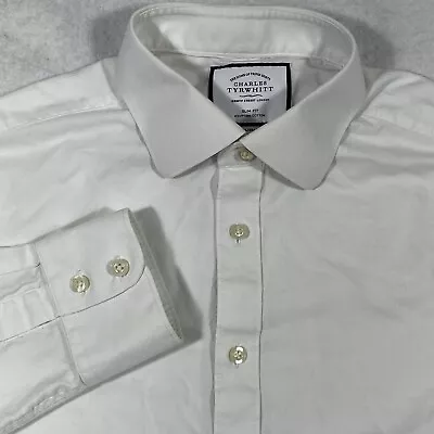 Charles Tyrwhitt Slim Fit Dress Shirt Men’s Size 16 - 34 White Egyptian Cotton • $21.95