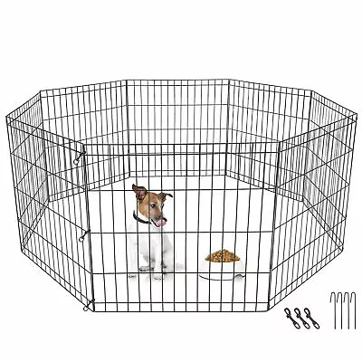  8 Panel Pet Playpen Metal Protable Folding Animal Exercise Dog Fence 24  Kennel • $31.58