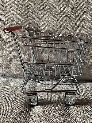 Mini Metal Grocery Cart For Doll Or Decorative 8  Tall W/red Rubber Handle • $25