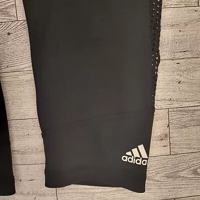 Adidas Capri Crop Leggings Climalite Mesh Side Detail Black Womens Sz Small • $9