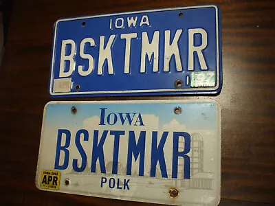 Lot Of 2 Iowa Vanity License Plate BSKTMKR Basketmaker Auto Tags • $99