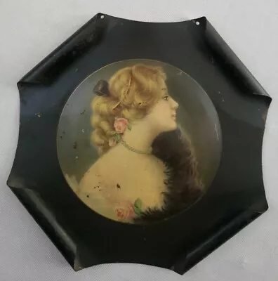 Rare Antique 1907 Meek Co Advertising Tin Portrait Mildred JW Huff Undertakers  • $386.68