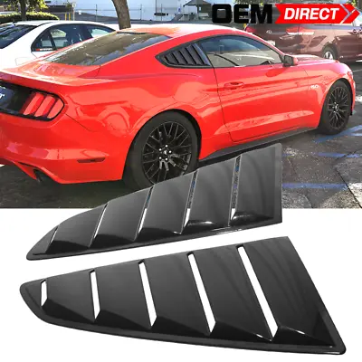 $33.99 • Buy Fits 15-23 Ford Mustang Side Quarter Window Louvers Scoops Unpainted Black PP