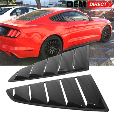 Fits 15-23 Ford Mustang Side Quarter Window Louvers Scoops Unpainted Black PP • $31.27