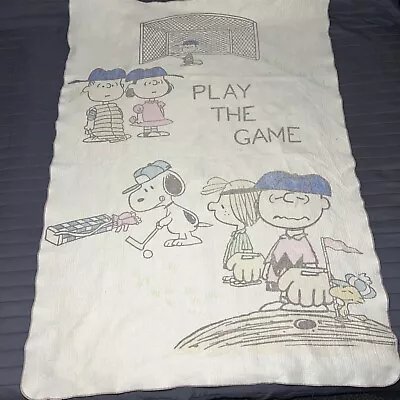 Vintage Chatham 1970s PEANUTS Snoopy Woodstock  Blanket  “Play The Game” / Golf • $43.99