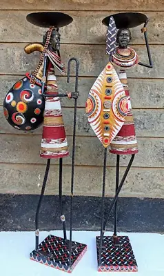 Maasai Couple Sculpture 66  Life-Size Candle Holder Figurine • £1800