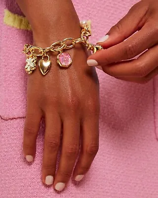 Barbie™ X Kendra Scott Gold Charm Bracelet In Pink Mix - NEW WITH TAGS • £250