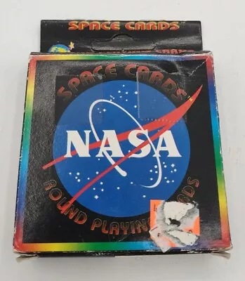 Vintage Action Products International NASA Round Playing Cards Blue White Red • $8.99