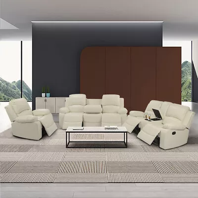 3pcs Manual Recliner Living Room Set Beige Color • £2209.63