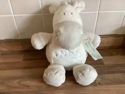 Mamas & Papas Hippo 8.5  Sitting Soft Toy Spotty Belly Baby Hug Time Comforter • £6.99