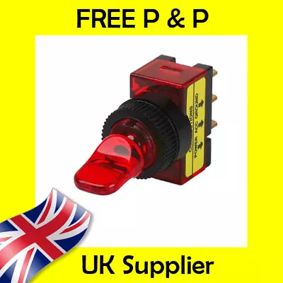 Red Toggle Switch Duckbill Illuminated 12VDC SPST ON OFF Duck Bill • £1.68