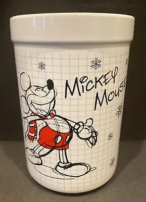 Disney Mickey & Minnie Mouse Winter Sketchbook Utensil Holder Ceramic Canister • $28.95