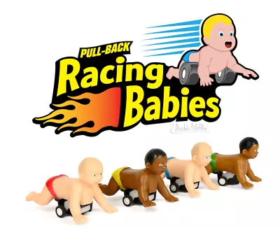 Archie Mcphee Racing Babies Joke Pull Back Toy Set Of 4 2.25  Funny Gift Prank • £12.99