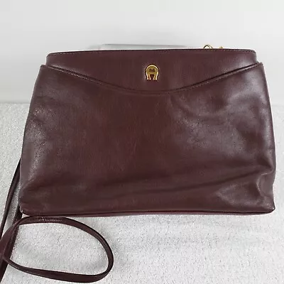 Etienne Aigner Burgundy Brown Leather Handbag Shoulder Bag Purse Removable Strap • $21.99