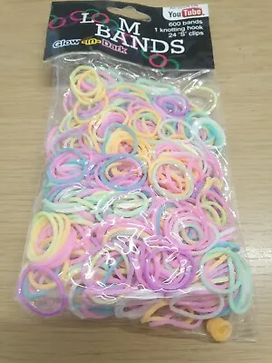 600 Loom Bands - GLOW IN THE DARK - 1 Knotting Hook & 24 S Clips JUST £2.98 • £2.98