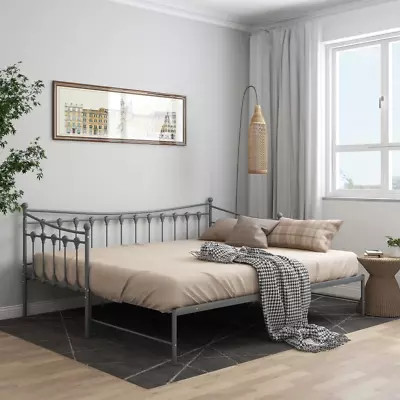 Versatile Pull-out Sofa Bed Frame Grey Metal 90x200 Cm • £167.55