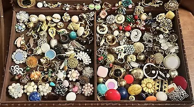 Huge Vtg 175+ Single Clip Earring Lot~ Signed Trifari Monet Coro Napier Kramer • $25