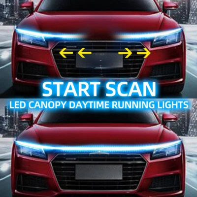 $11.96 • Buy Universal White Flexible Car Hood Day Running LED Light Strip Accessories USA