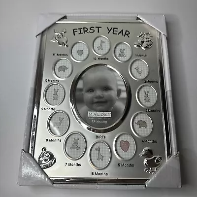 NIB ~ Malden Baby's First 1st Year Silver Frame ~ 13 Picture Openings Collage • $9.99