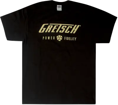 Gretsch Guitars Power & Fidelity Men's Tee Logo T-Shirt Black MEDIUM (M) • $23.99