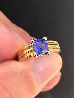 Stunning Vintage Natural AAA Tanzanite Signet Solitare Ring 14ct Gold • £45