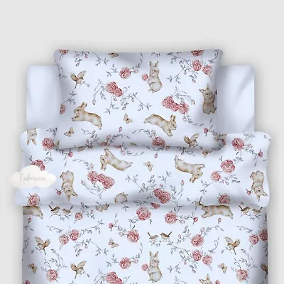 Baby 2pc Bedding Set   Bunny And Roses Garden Cot  Toddler   100% Cotton • £7