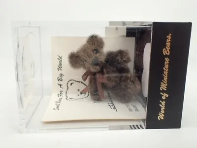 World Of Miniature Bears Boxed Fully Jointed Mohair Chocolate Brown Bear Vintage • £29