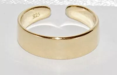 9ct Yellow Gold On Silver Plain Toe Ring - Adjustable • £13.95