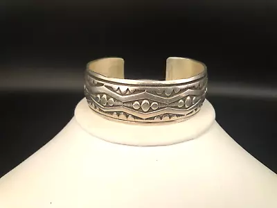 Vintage Native American Navajo Douglas Etsitty Sterling Silver Cuff Bracelet • $32